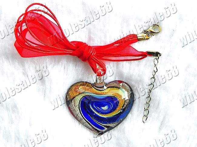 wholesale lot 12x murano glass heart pendants necklaces  