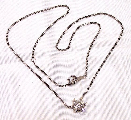 VINTAGE PLATINUM NECKLACE & 1.12 ct DIAMOND PENDANT, NR  