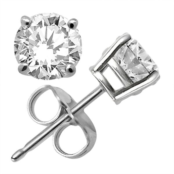 ct Round Diamond Stud Earrings Platinum G H VS  SI  