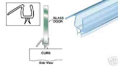 Frameless Shower Door Bottom Wipe,Seal W/Drip Rail,3/8  