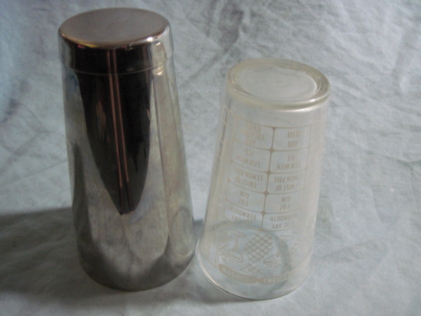 Vintage IRVIN WARE GLASS & STAINLESS BAR DRINK SHAKER  