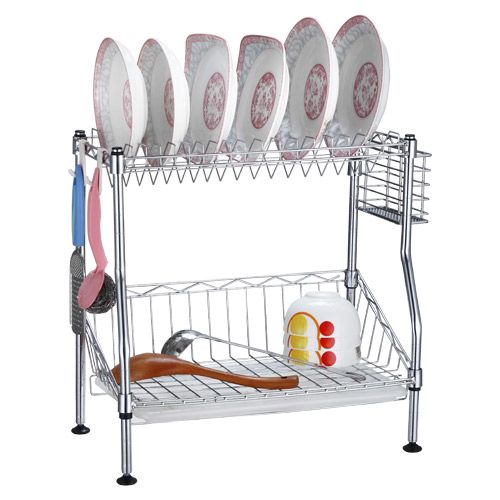 Tiers Dish Utensil Drying Rack, Dish Drainer, Chrome  