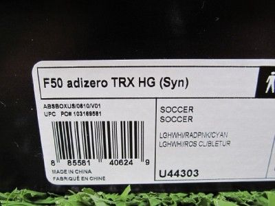 Adidas F50 Adizero TRX HG Syn Soccer Cleats Boots WHITE/PINK/BLUE 