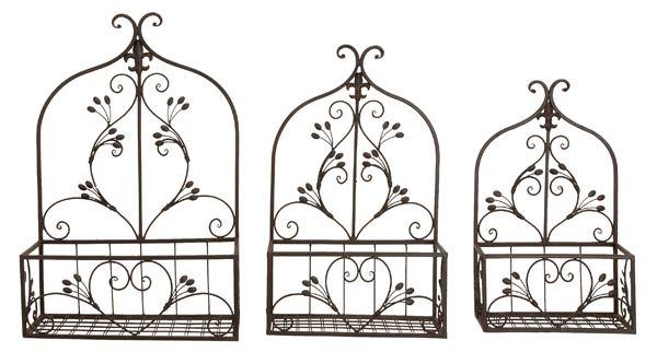 Fleur De Lis Metal Arches Floral Wall Planter Set/3  