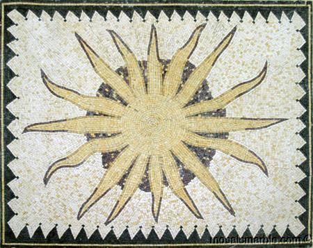 SUN DESIGN MOSAIC MARBLE FLOOR INLAY ART TILE DECOR  