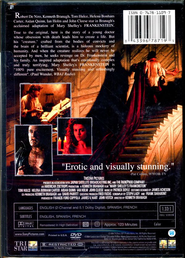 Mary Shelleys Frankenstein (1998, DVD) 043396787193  