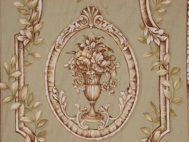 Sage Green Cream Garden Toile Laurel Panel Willow Drapery Upholstery 