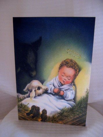 Handmade Greeting Card Christmas   Sleeping Baby Jesus  