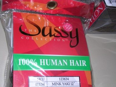 Sassy Mink Yaki 12 100% Human Hair Extension FB/27 w/ FREE Weave 