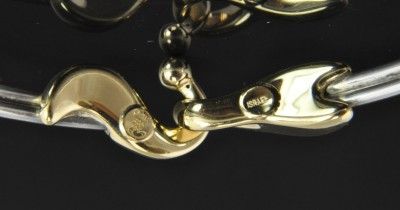 Vtg 14K Gold Sterling Silver Hook Eye Bangle Bracelet  