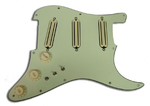 Prewired Strat Pickguard,Hot Rails,Coil Tap,Mint  