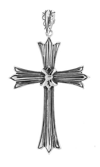 Very Large Sterling Silver 925 Oxidized Cross Pendant  