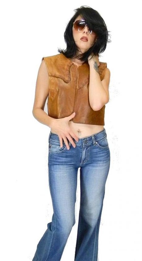   Made INDIAN Native American LEATHER Tooled ETHNIC Hippie VEST M  