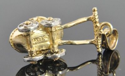   14K Gold Baby Carriage Pram Stroller Movable 3D Charm Pendant  