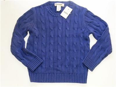 New J Crew Crewcuts COTTON CABLE SWEATER blue Boys M 4 5  