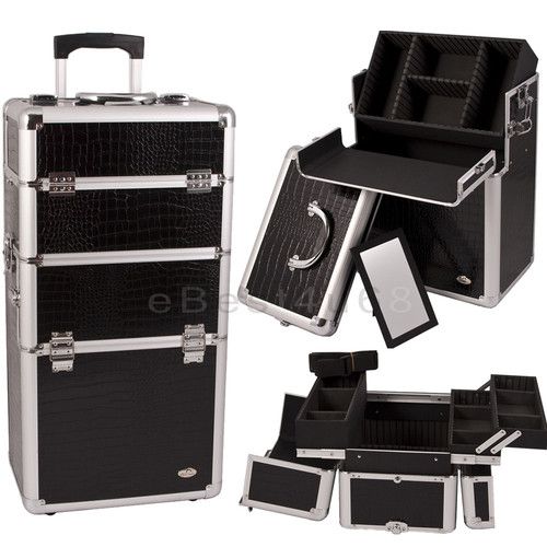   Makeup Case Cosmetic Train Box AR4 CR4 Black Organizer Crocodile