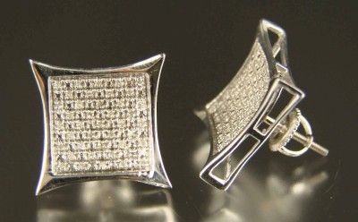 MENS LRG PAVE REAL DIAMOND STUDS 17 MM EARRINGS KITE  