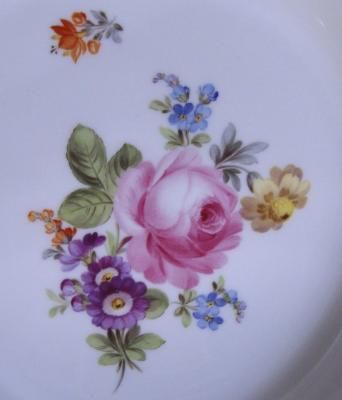   Meissen Multi Color Gold Flower & Bugs Bowls, Cups, & Plates  