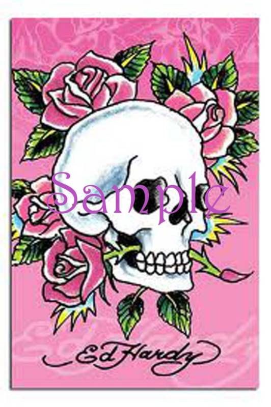 Ed Hardy Pink Skull Edible Cake Image Birthday Frosting  