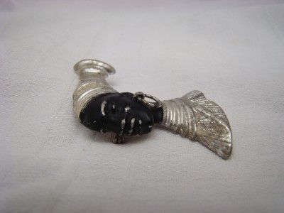 VINTAGE BLACKAMOOR AFRICAN TRIBAL HEAD FACE BROOCH, PIN  