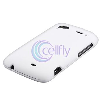 White Hard Skin Cover Case+Privacy Screen Protector for HTC Sensation 