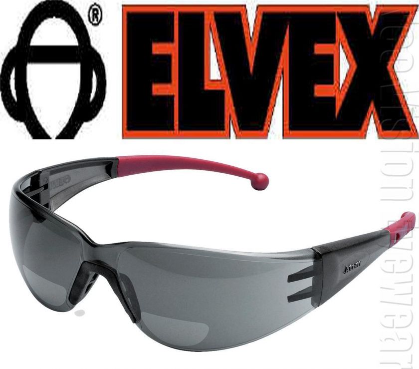 Elvex Atom Safety Glasses Bifocal Reading Smoke 2.0  