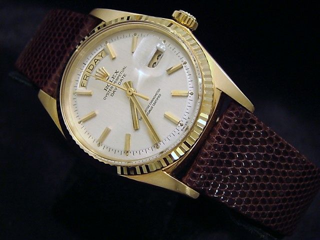 Mens 18k Gold Rolex Day Date President Watch W/Leather  