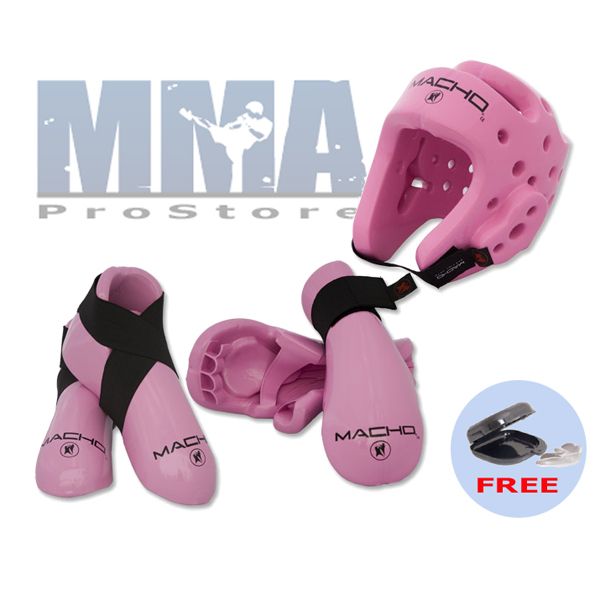 MACHO Dyna Sparring Gear Karate TaeKwonDo Pink 5pc Set  