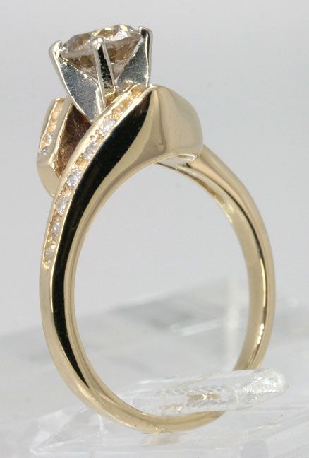 UNIQUE .70CT CHAMPAGNE ROUND DIAMOND CHANNEL 14K YG ENGAGEMENT RING $ 