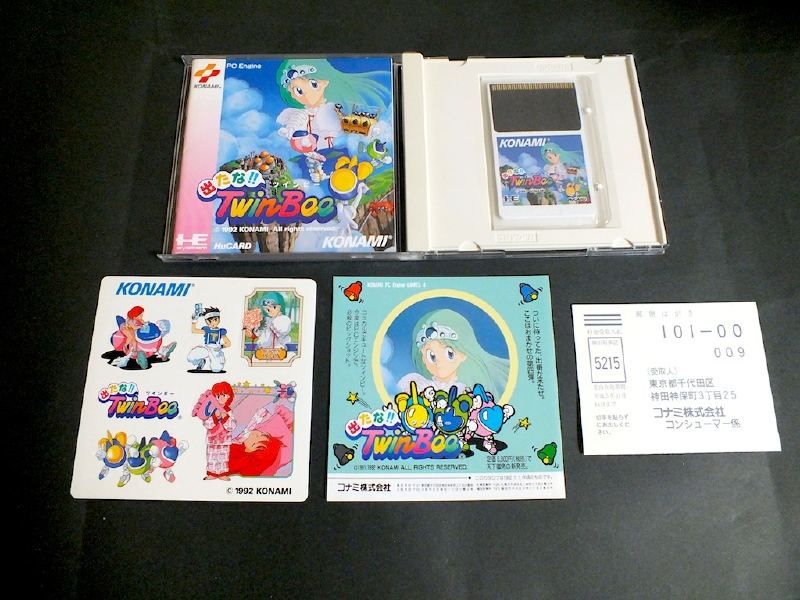 DETANA Twin Bee TWINBEE NEC PC Engine HuCARD TRES BON ETAT + Stickers 