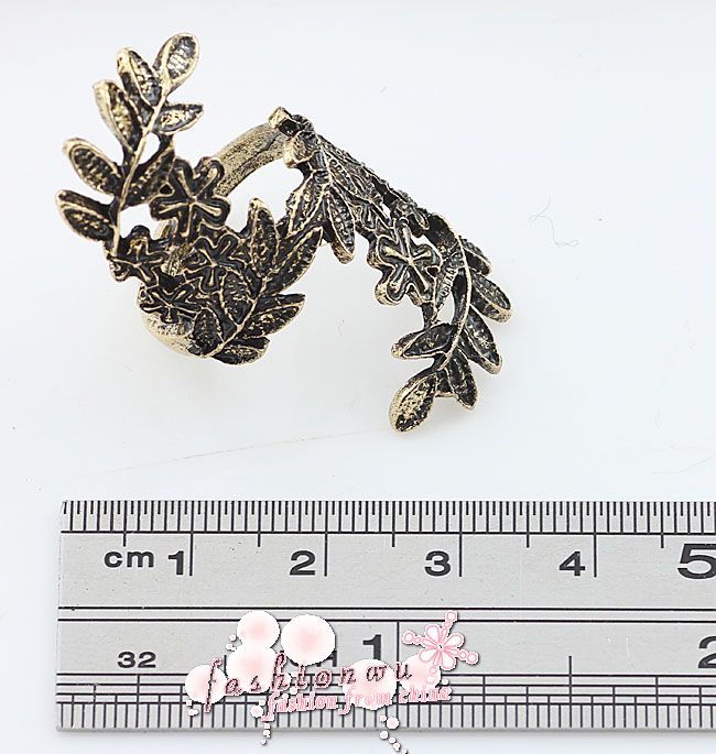 Old Bronze Plated Fashion Pretty Copper colour Retro Long Leaf Flower 