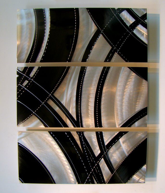 Modern Abstract Metal Wall Art Office Decor Sculpture Silver/Black 