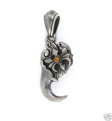 Wild Animal Fang Tooth Hook 925 Sterling Silver Pendant  