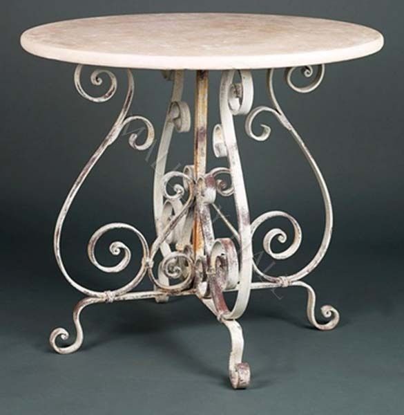 Travertine Dining Table with Hand Forged Wrought Iron Base  